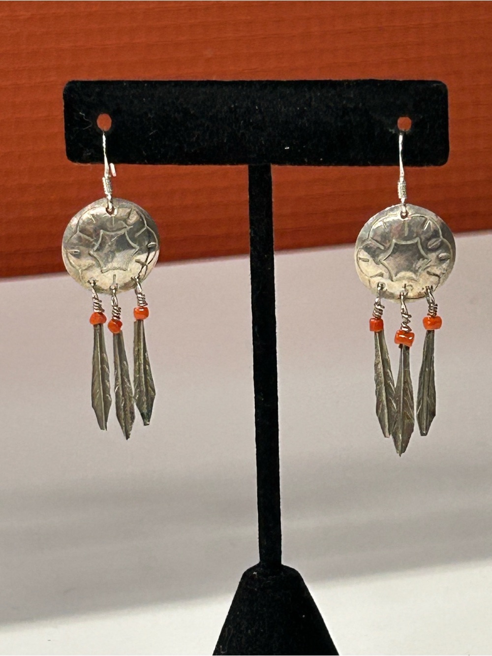 Sterling Silver Native American style dangle earrings